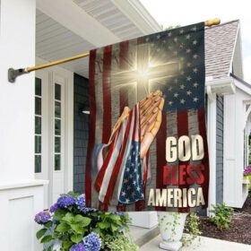 God Bless America Christian Cross Flag MLN1360F