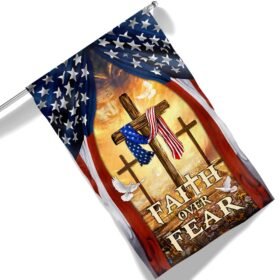 Christian Cross American Flag Faith Over Fear MLN1431F