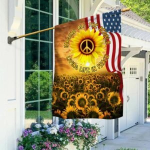 Peace Flag, Imagine All The People Living Life In Peace, Sunflower Garden Hippie Flag TPT862F