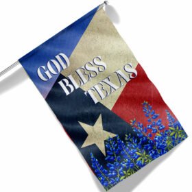 Texas Bluebonnet Flower God Bless Texas Flag MLN1399F