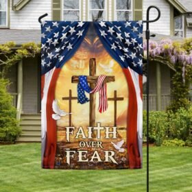 Christian Cross American Flag Faith Over Fear MLN1431F