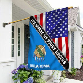 Oklahoma And American Flag It's Where My Story Begins MLN1387F