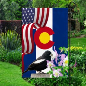 Colorado State Lark Bunting Bird and Columbine Flower Flag MLN1141Fv45