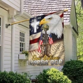 One Nation Under God, Christian Cross Memorial American Eagle Flag TPT855F