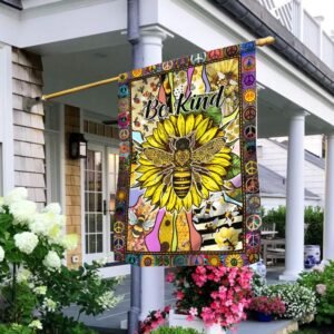 Hippie Be Kind, Bee Sunflower Peace Sign Flag TPT806F