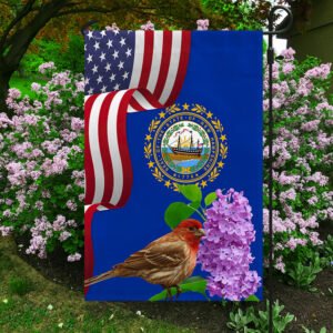New Hampshire State Purple Lilac Flower and Purple Finch Bird Flag MLN1141Fv41
