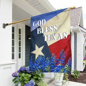 Texas Bluebonnet Flower God Bless Texas Flag MLN1399F