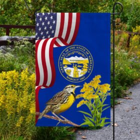 Nebraska State Meadowlark Bird and Goldenrod Flower Flag MLN1141Fv46
