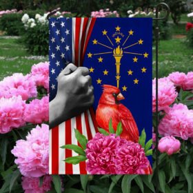 Indiana State Cardinal With Peony Flower Flag MLN1397F