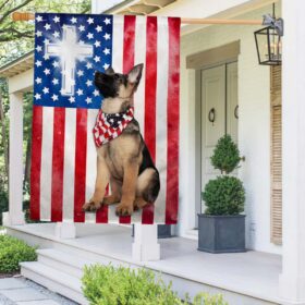 Patriotic German Shepherd Christian Cross American Flag TPT886F