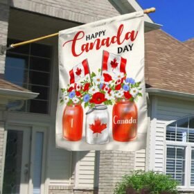 Happy Canada Day Patriotic Flower Flag TQN1203F