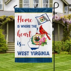 West Virginia Cardinal and Rhododendron Flower Flag Home Is Where The Heart Is West Virginia Flag MLN1403F