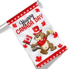 Beaver Happy Canada Day Flag TQN1208F