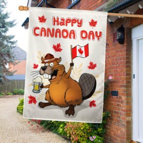 Funny Beaver Happy Canada Day Flag TQN1215F