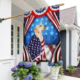 Happy 4th Of July. Patriotic Dog Yellow Labrador Retriever American Flag TPT898Fv3