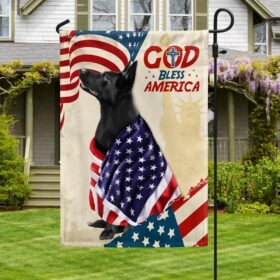 Patriotic Black German Shepherd Dog God Bless America American Flag TQN1341Fv2