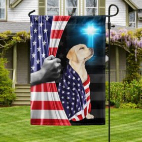 Yellow Labrador Retriever Patriotic American Flag MLN1430Fv3