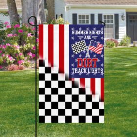 Dirt Track Racing Checkered Racing American Flag Summer Nights and Dirt Track Lights Flag MLN1561F