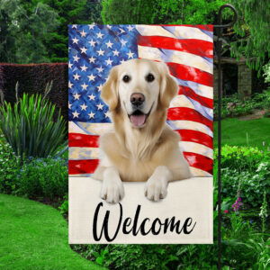 Golden Retriever Dog Welcome American Flag TQN1376F