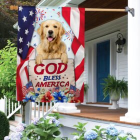 Golden Retriever Dog Patriot Flag God Bless America MLN1479F