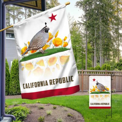 California Flag California Quail and Poppies