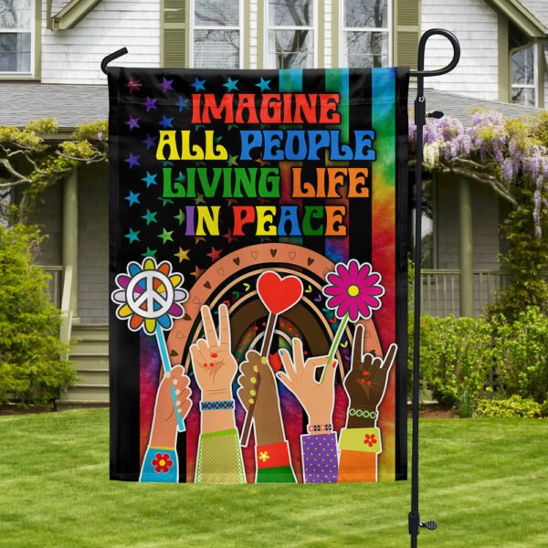 Hippie Peace Rainbow Flag Imagine All People Living Life In Peace MLN1450F