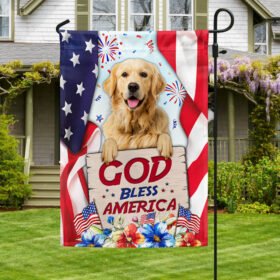 Golden Retriever Dog Patriot Flag God Bless America MLN1479F