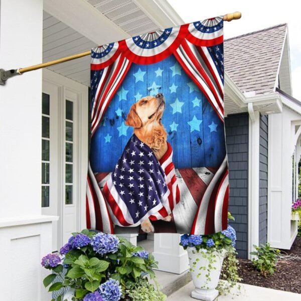 Happy 4th Of July. Patriotic Dog Golden Retriever American Flag TPT898Fv1