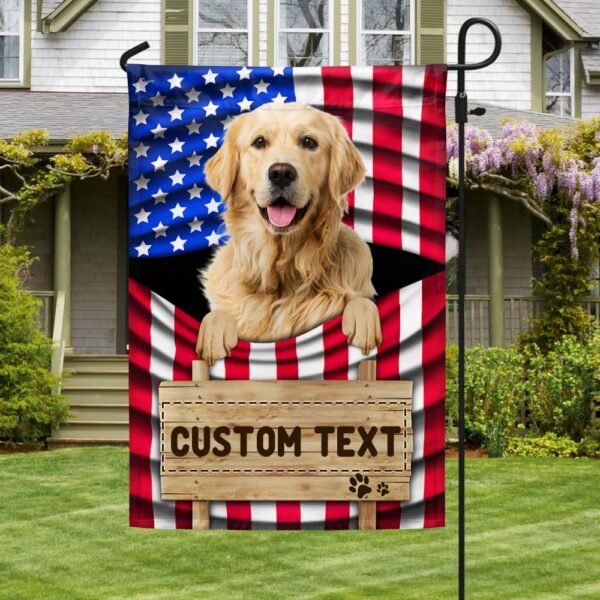 Personalized Golden Retriever Dog Custom Text American Flag TQN1135Fv2CT