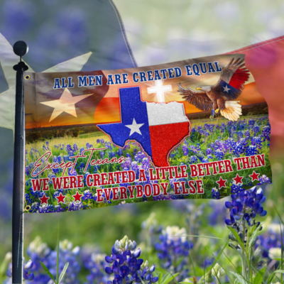 Texas Grommet Flag, All Men Are Created Equal Except Texans 