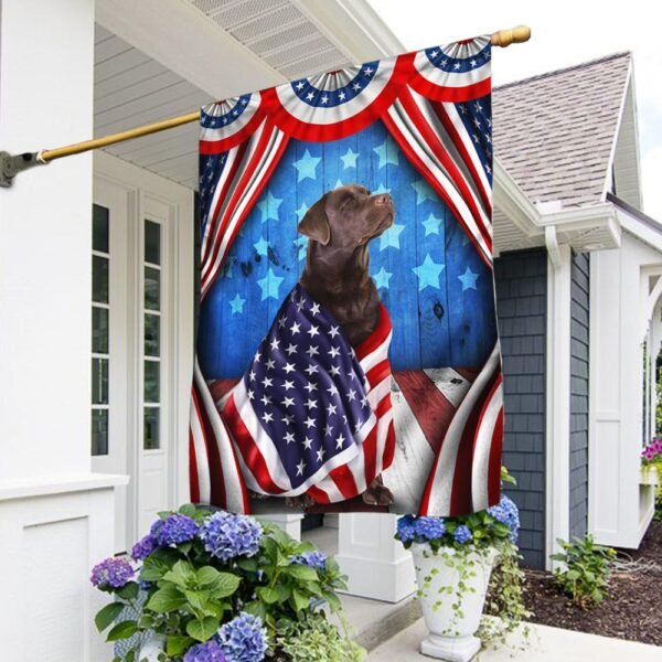 Happy 4th Of July. Chocolate Labrador Retriever American Flag TPT898F