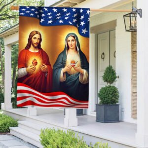 Sacred Heart of Jesus Immaculate Heart of Mary American Flag TQN1300F