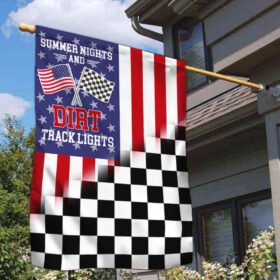 Dirt Track Racing Checkered Racing American Flag Summer Nights and Dirt Track Lights Flag MLN1561F