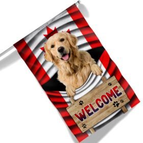 Golden Retriever Dog Welcome Canadian Flag TQN1351F
