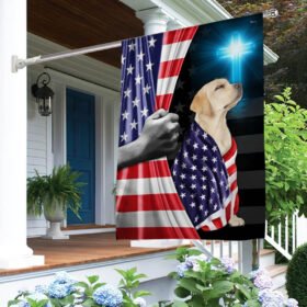 Yellow Labrador Retriever Patriotic American Flag MLN1430Fv3
