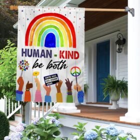 Human Kind Be Both Rainbow Hippie Peace LGBT Kindness Equality Flag MLN1458F