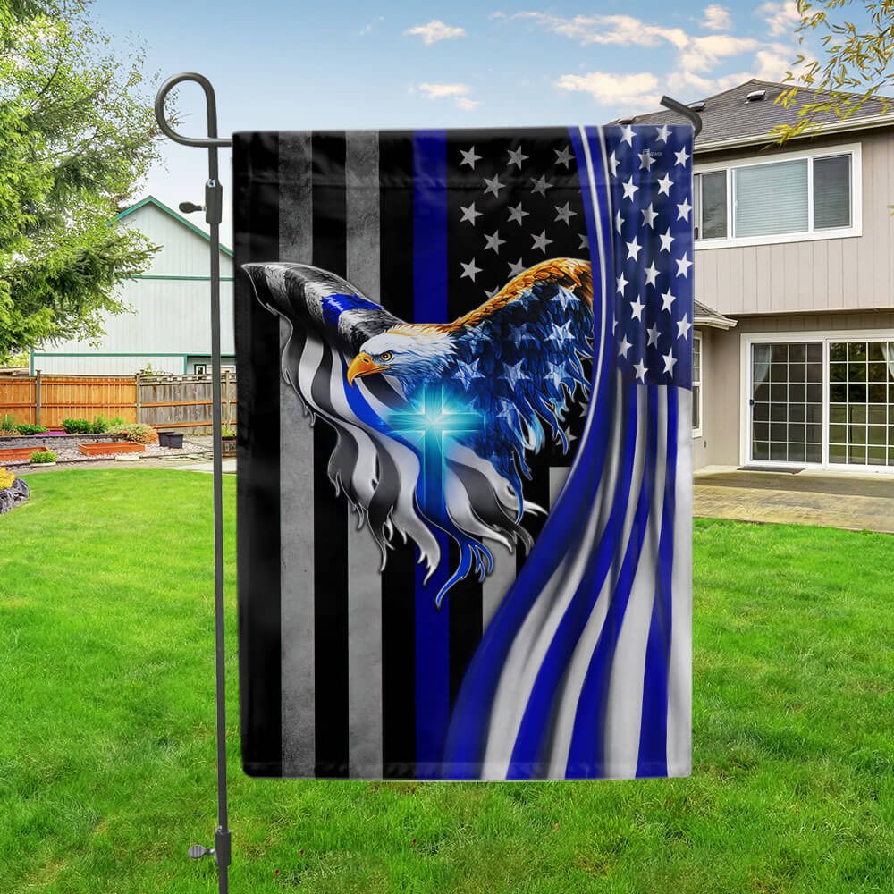 The Thin Blue Line Eagle With Christian Cross American Flag TPT930F ...