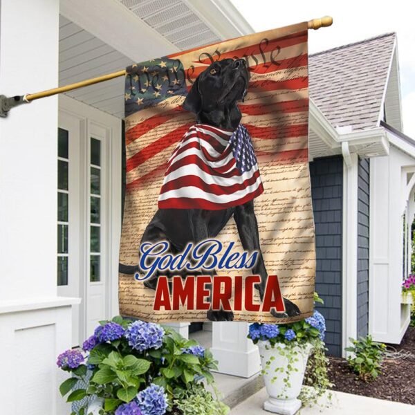 Patriotic Black Labrador Retriever Dog 4th Of July God Bless America Flag TQN1316F