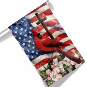 Cardinal God Bless America 4th of July Independence Day Memorial Day Flag TQN1350F