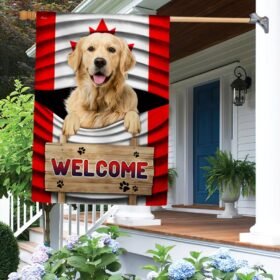 Golden Retriever Dog Welcome Canadian Flag TQN1351F