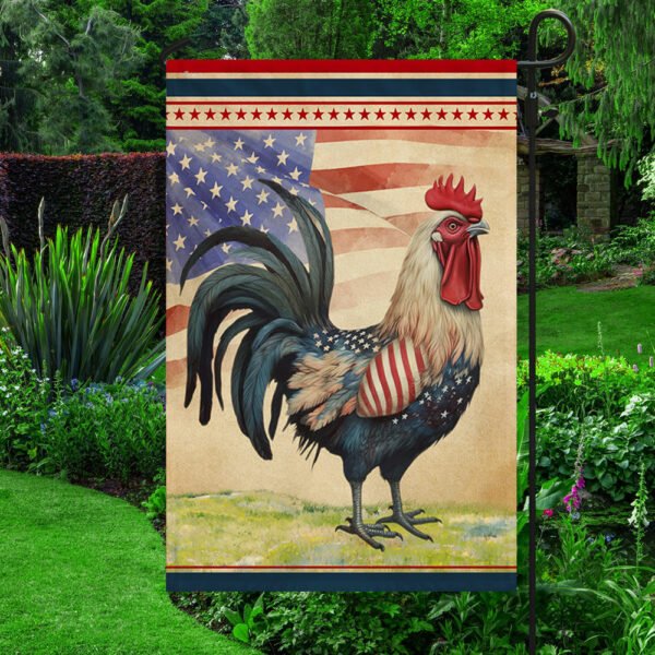 Patriotic Rooster 4th of July Flag TQN1294F