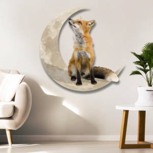 Fox On The Moon Hanging Metal Sign QNK1005MSv21
