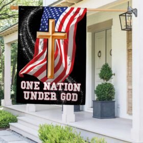 One Nation Under God Christian Cross American Flag MLN1515F