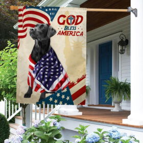 Patriotic Black Labrador Dog God Bless America American Flag TQN1341F