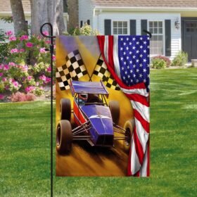 Sprint Car Dirt Track Racing American Flag TQN1386F