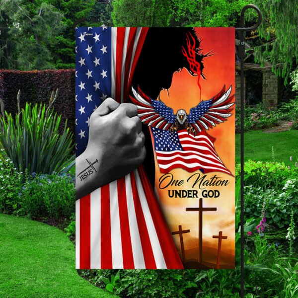 Jesus American One Nation Under God  Eagle Flag MLN1574F