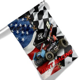 Sprint Car Dirt Track Racing Checked and American Flag MLN1642F