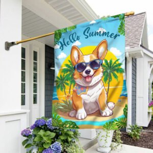 Corgi Dog Hello Summer Flag TQN1469F