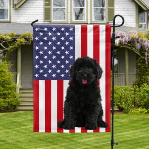 Black Goldendoodle Flag Dog American Flag QTR563F