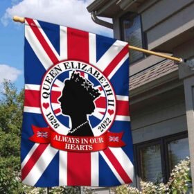 Queen Elizabeth II Memorial Always In Our Hearts Union Jack Flag MLN1652F